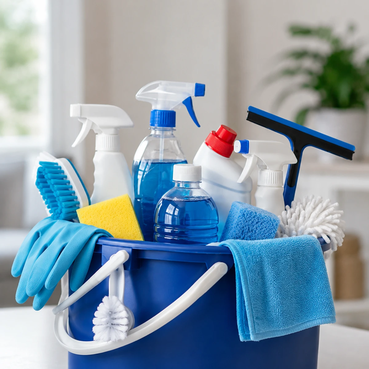 Professional cleaning equipment arranged neatly