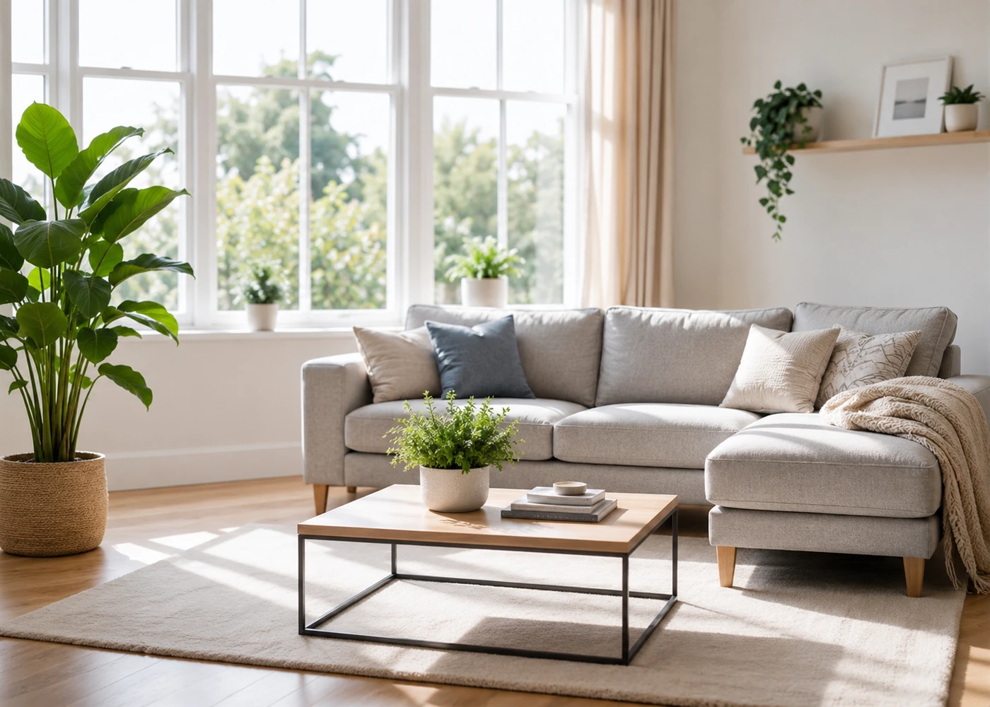 Bright professionally cleaned living room